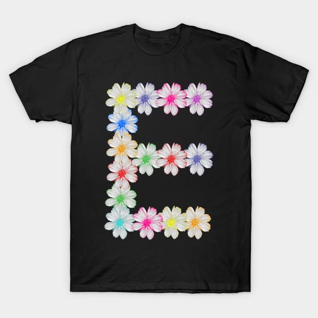 Letter E, flower, cosmos flowers, floral, nature T-Shirt by rh_naturestyles